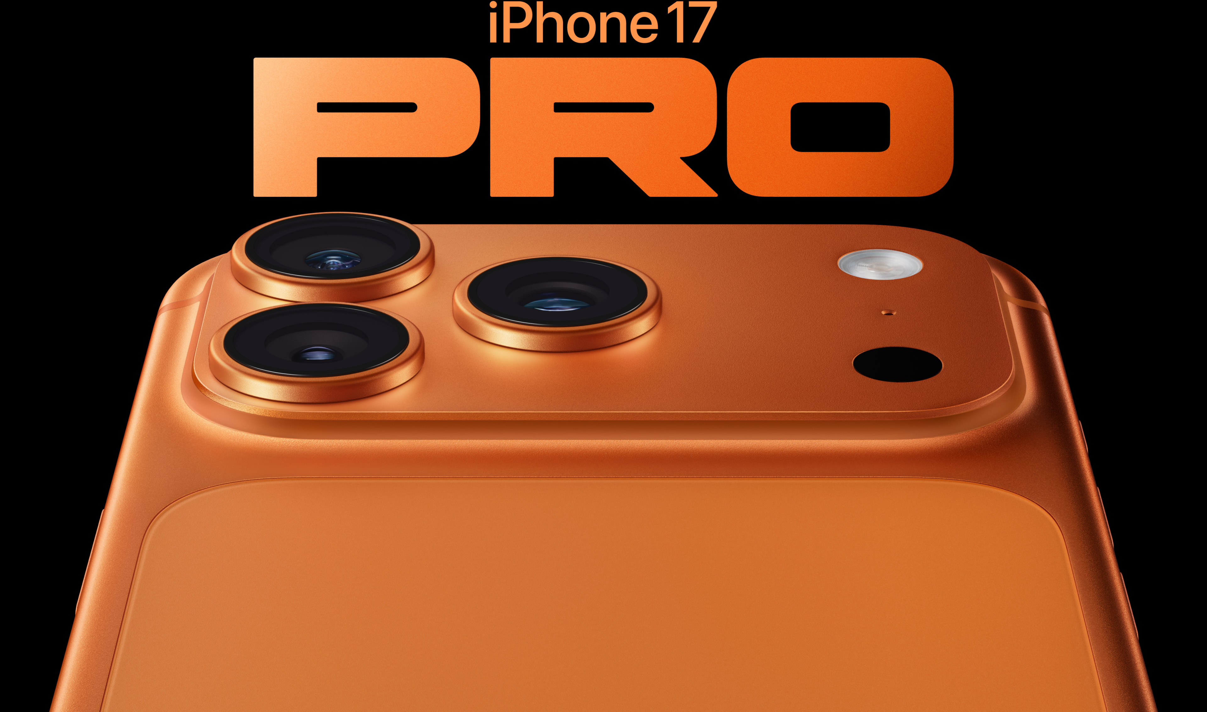 Apple iPhone 17 Pro premium design with text iPhone 17 Pro displayed on screen