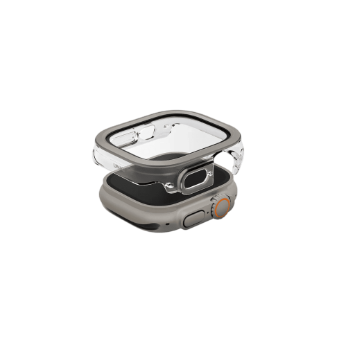 UNIQ VOUTE WATCH CASE WITH TEMPERED GLASS SCREEN 49MM - TITANIUM SILVER