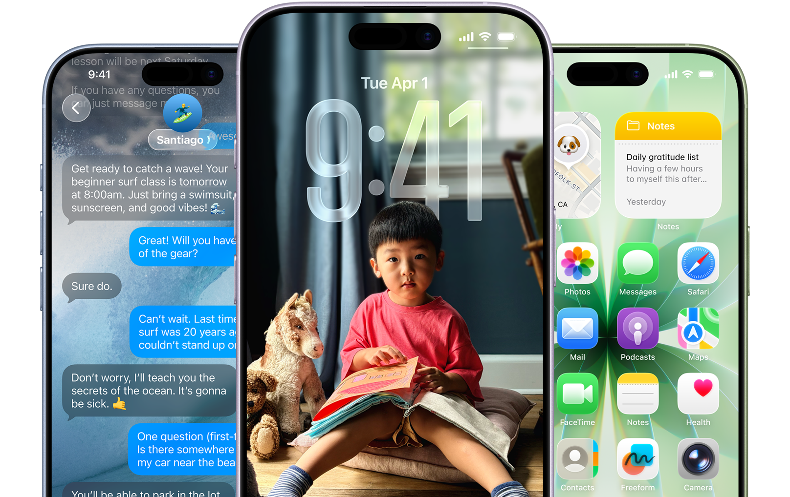 iPhone 17 iOS 26 Liquid Glass design showing multiple screens – reading - chatting - and home screen in Egypt