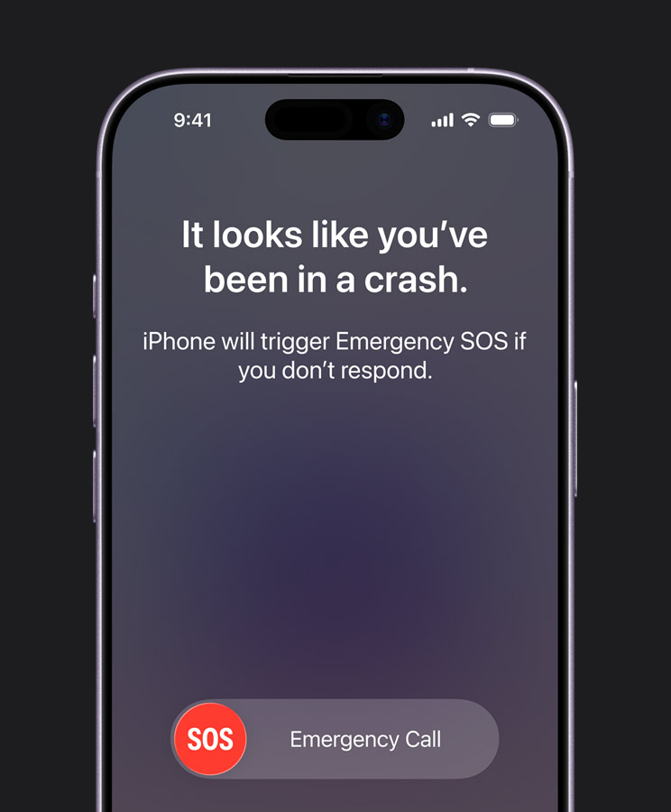 iPhone 17 screen showing emergency crash detection alert with message it looks like you have been in a crash
