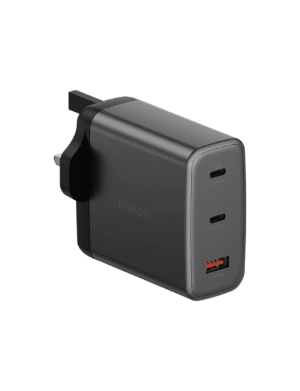ENERGEA Ampcharge GaN100, 2 Port USB-C + 1 USB-A Wall Charger 100W - GUNMETAL