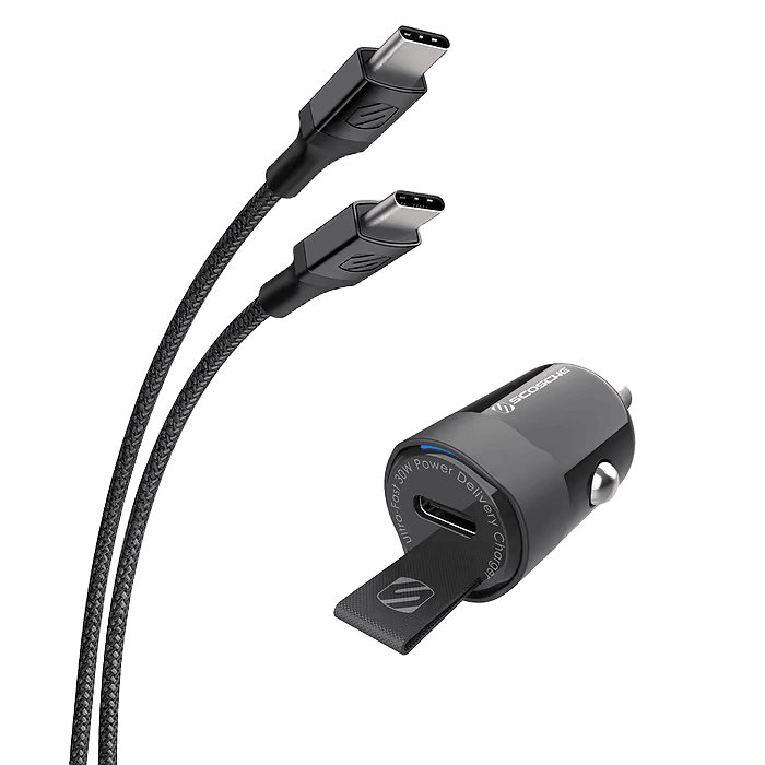 PowerVolt PD30 USB-C Power Mini Car Charger + Braided Cable 4ft ( 1.2m ) - Black